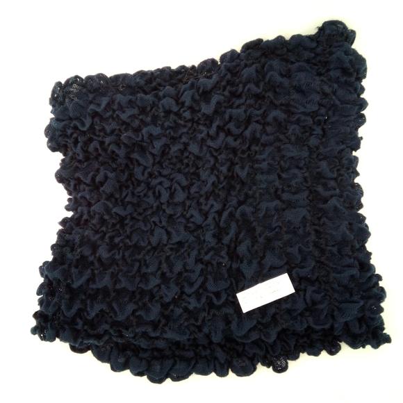 Vintage Early 2000s Y2K Navy Blue Scrunched Infinity Neck Scarf - Picture 6 of 8